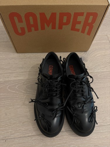 Camper black leather lace - leather, lace-up